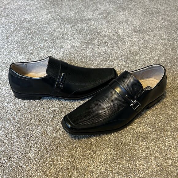 Stacy Adams Moc Toe Black Leather Dress Shoes Men\'s 12 w/ Monk Strap 24692-001